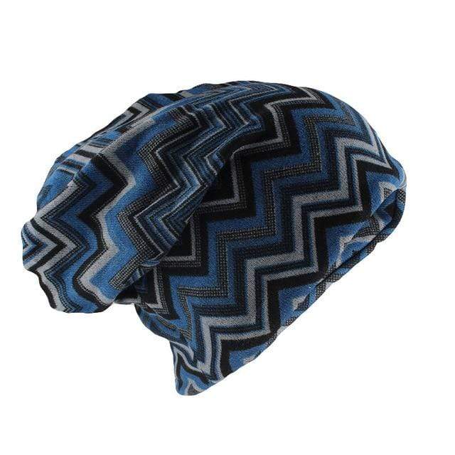 Buddhatrends Hats Blue Zig Zag Beanie Hat