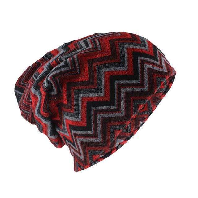 Buddhatrends Hats Red Zig Zag Beanie Hat