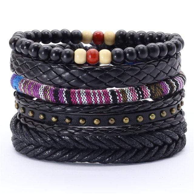 Buddhatrends Itzel 5 Pieces Set Leather Bracelet