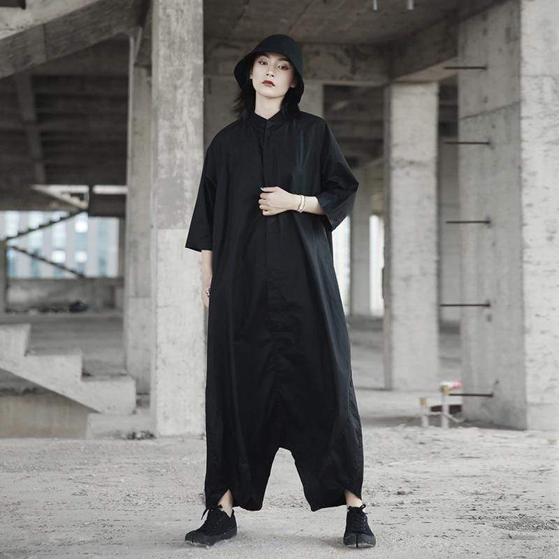 Buddhatrends Jumpsuits Street Style Black Oversized Jumpsuit | Millennials