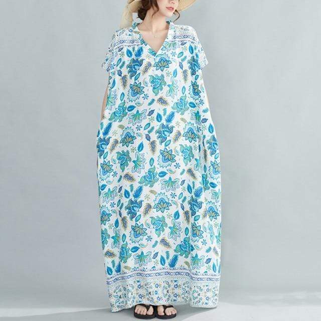 Buddhatrends Kaftans Blue Lotus Kaftan Dress