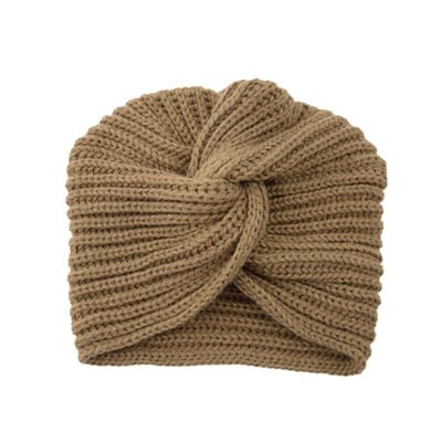 Buddhatrends Khaki Bohemian Knitted Cross Wrap Hat