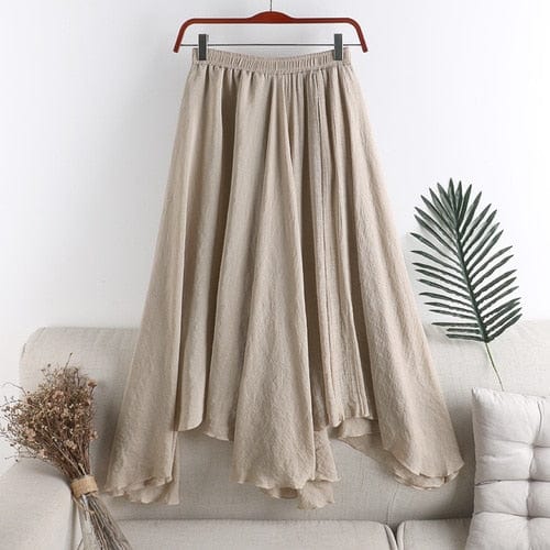 Buddhatrends Khaki / One Size Midi Irregular Pleated Fishtail Skirt