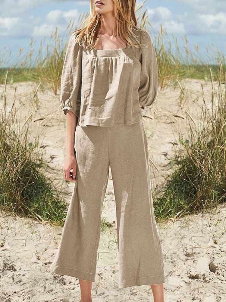 Buddhatrends Khaki / S Henna Cotton Two Piece Suit | OOTD