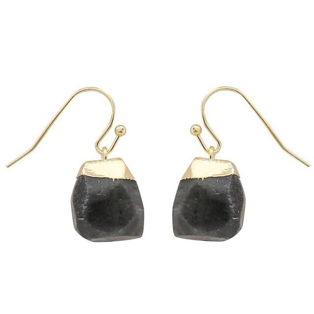 Buddhatrends Labradorite Healing Quartz Nuggets Dangle Earrings