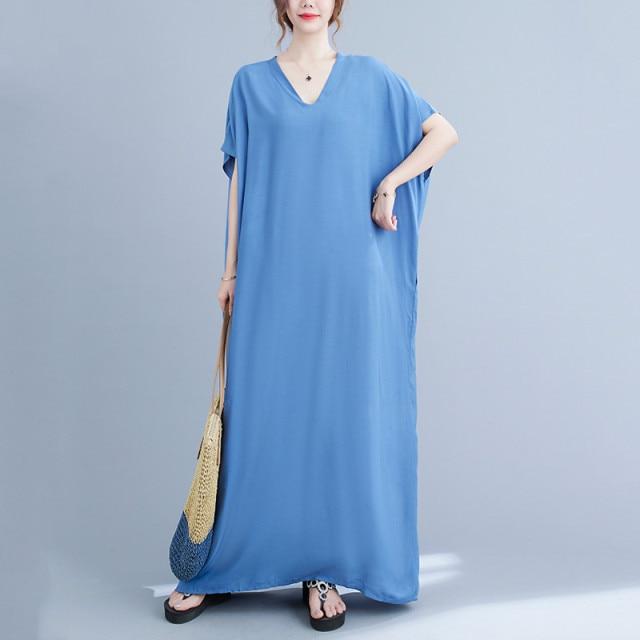 Buddhatrends Lake Blue / One Size Diana Solid Kaftan