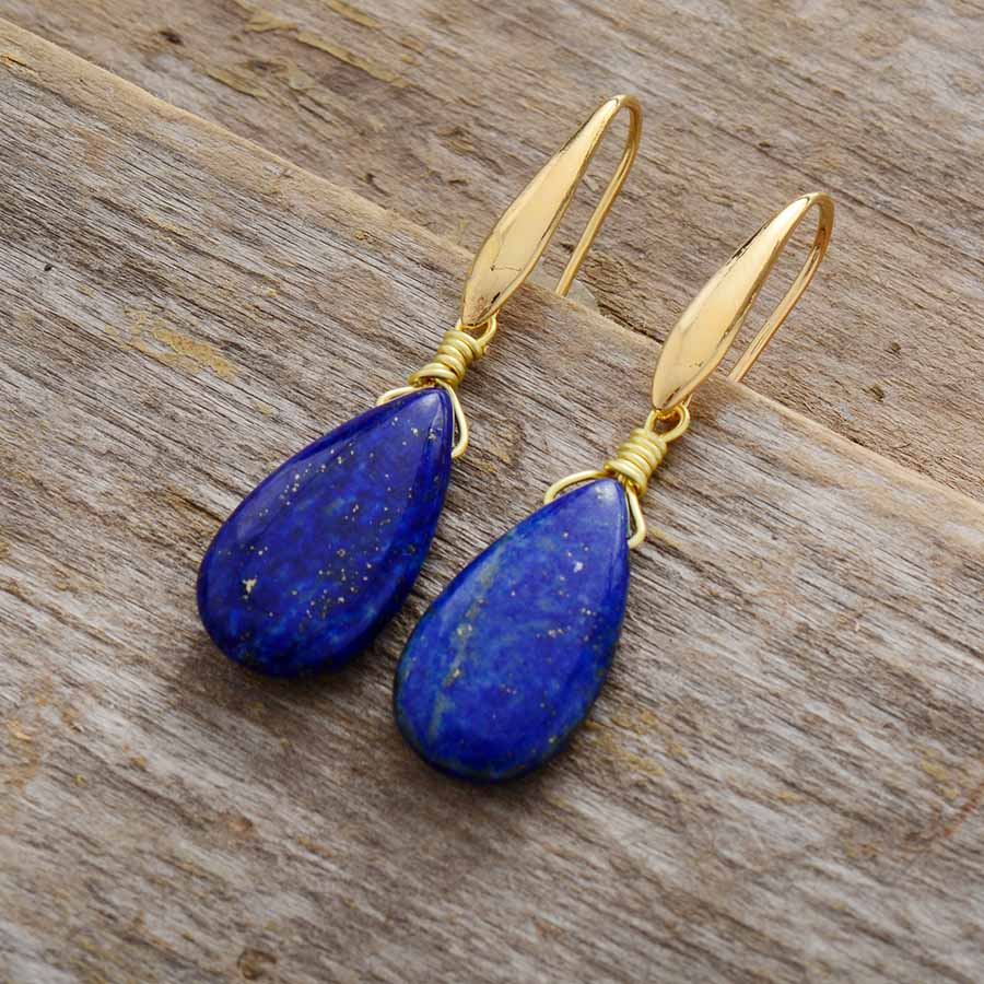 Buddhatrends Lapis Lazuli Water Drop Earrings