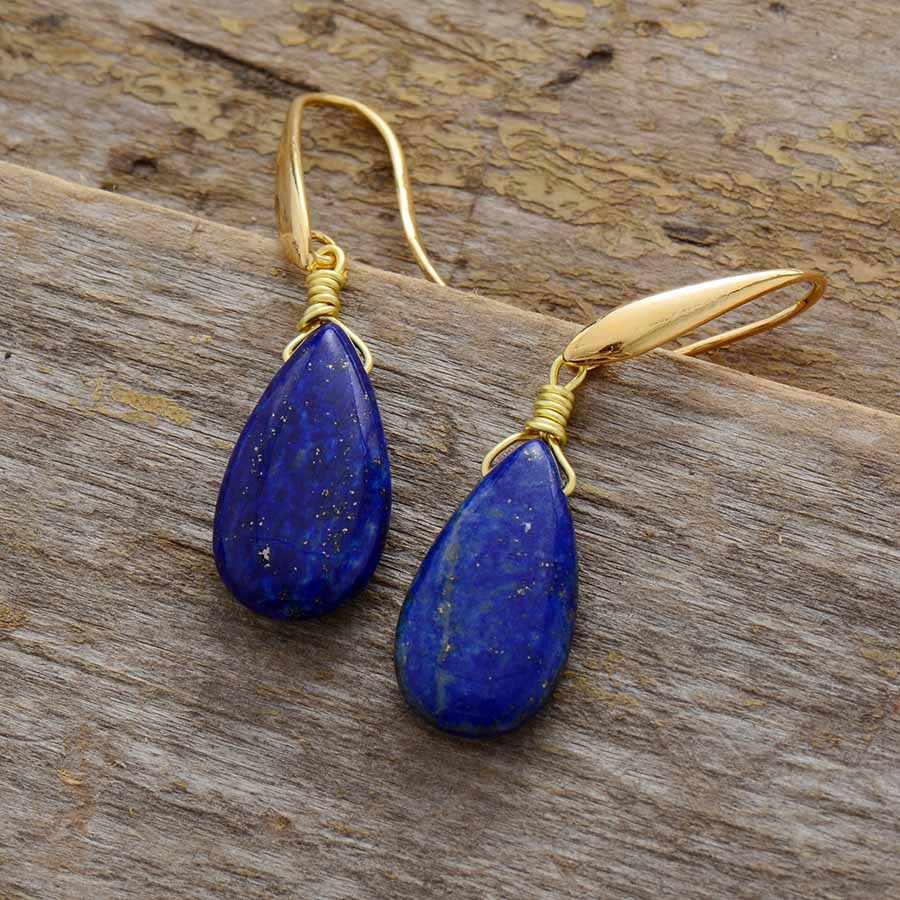 Buddhatrends Lapis Lazuli Water Drop Earrings
