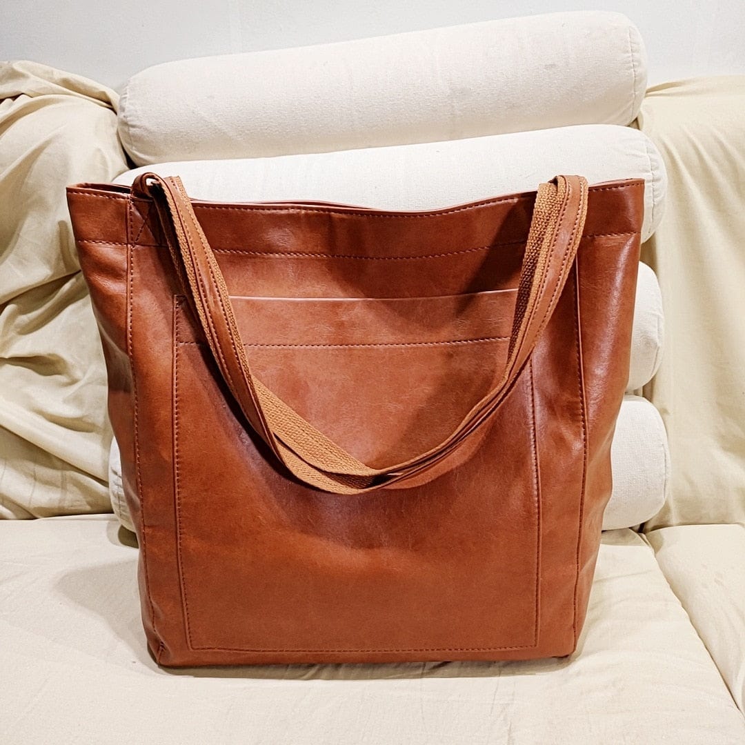 Buddhatrends Light Brown / about 36cm-13cm-41cm Vintage Oversized Handbag