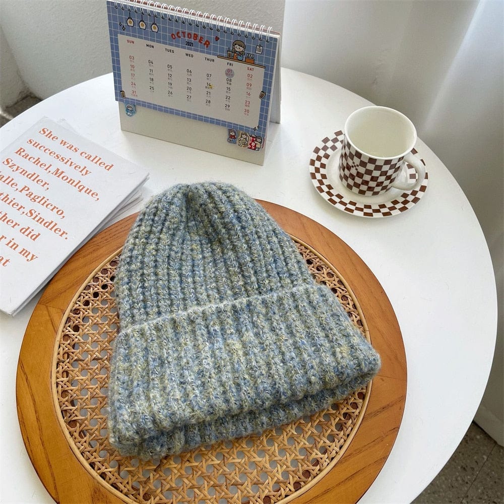 Buddhatrends Light gray / One Size Oversized Wool Knitted Hats