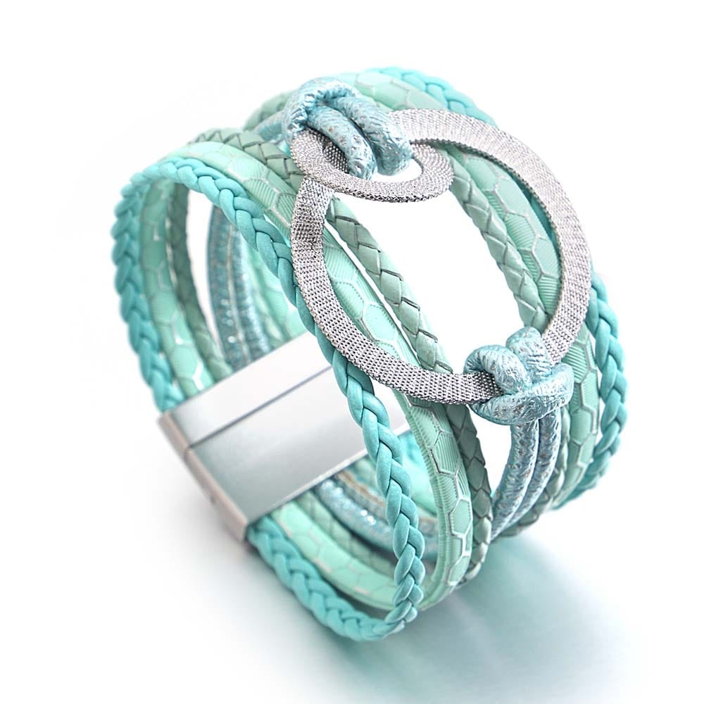Buddhatrends Light Green Double Circle Charm Magnet Buckle Bracelet