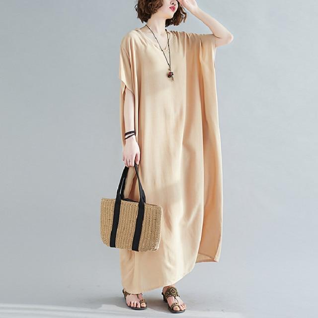Buddhatrends light khaki / One Size Diana Solid Kaftan
