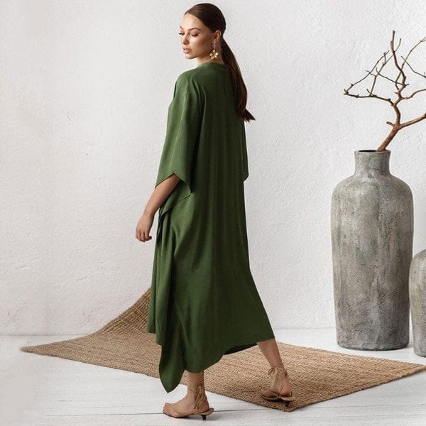 Buddhatrends Long Red V-neck Maxi Dress