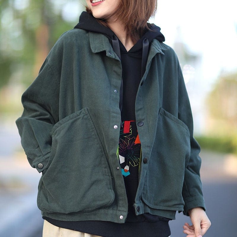 Buddhatrends Loose Turn-Down Collar Jacket