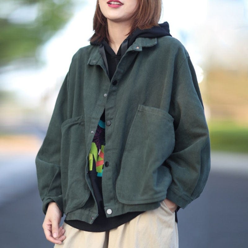 Buddhatrends Loose Turn-Down Collar Jacket