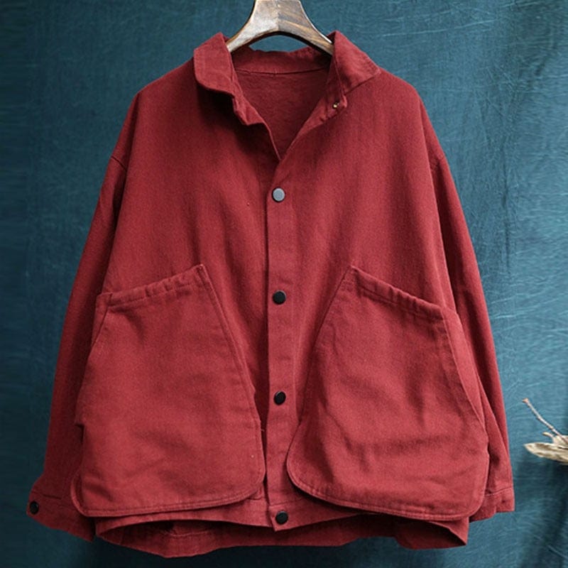 Buddhatrends Loose Turn-Down Collar Jacket