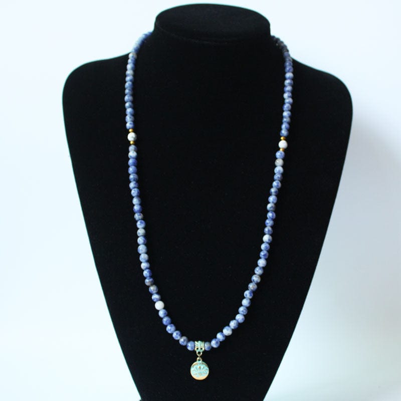Buddhatrends Lotus on Sodalite 108 Mala Beads