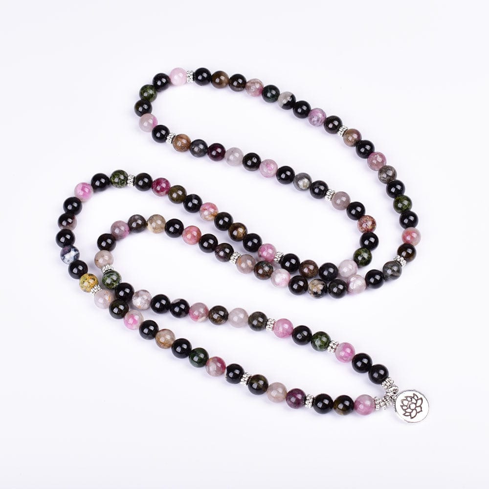 Buddhatrends Lotus Tourmaline 108 Mala Bracelet