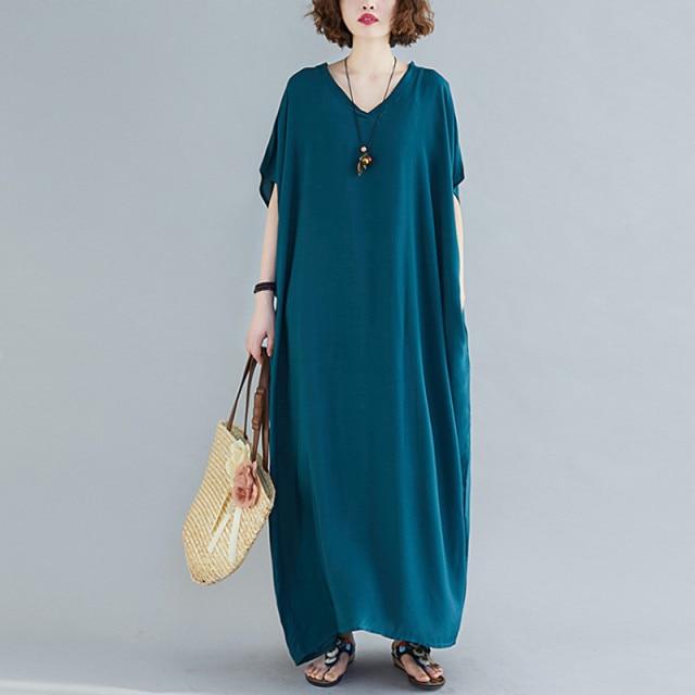 Buddhatrends Malachite blue / One Size Diana Solid Kaftan