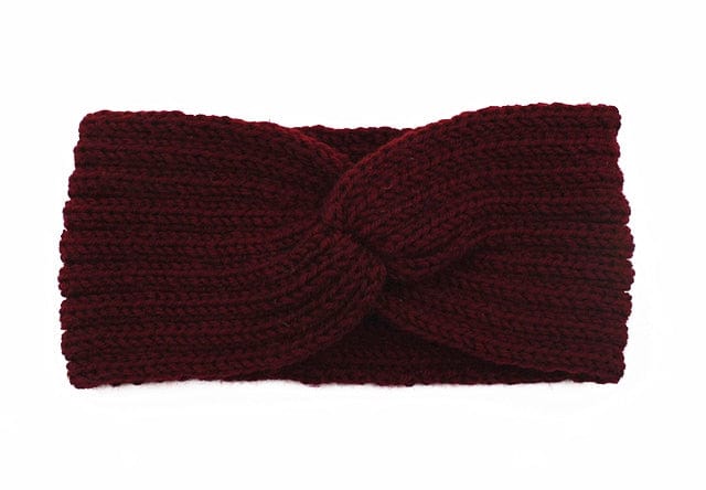 Buddhatrends Maroon Ear Knitted Knot Headband