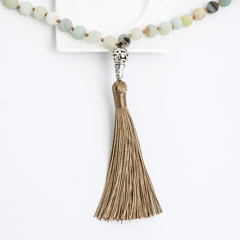 Buddhatrends Matte Amazonite 108 Mala Beads Set ready