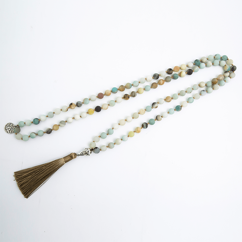 Buddhatrends Matte Amazonite 108 Mala Beads Set ready
