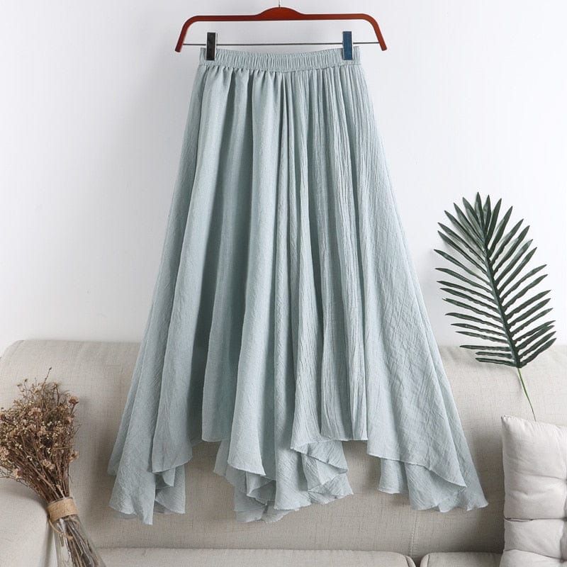 Buddhatrends Midi Irregular Pleated Fishtail Skirt