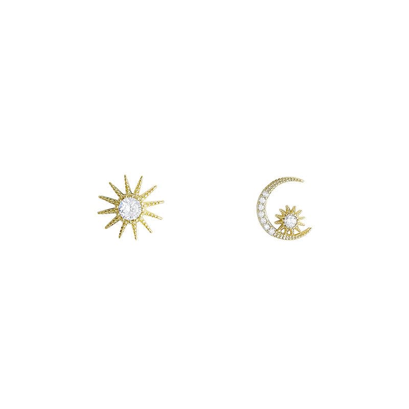 Buddhatrends Moon & Sun 925 Sterling Silver Stud Earrings