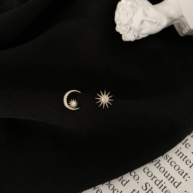 Buddhatrends Moon & Sun 925 Sterling Silver Stud Earrings