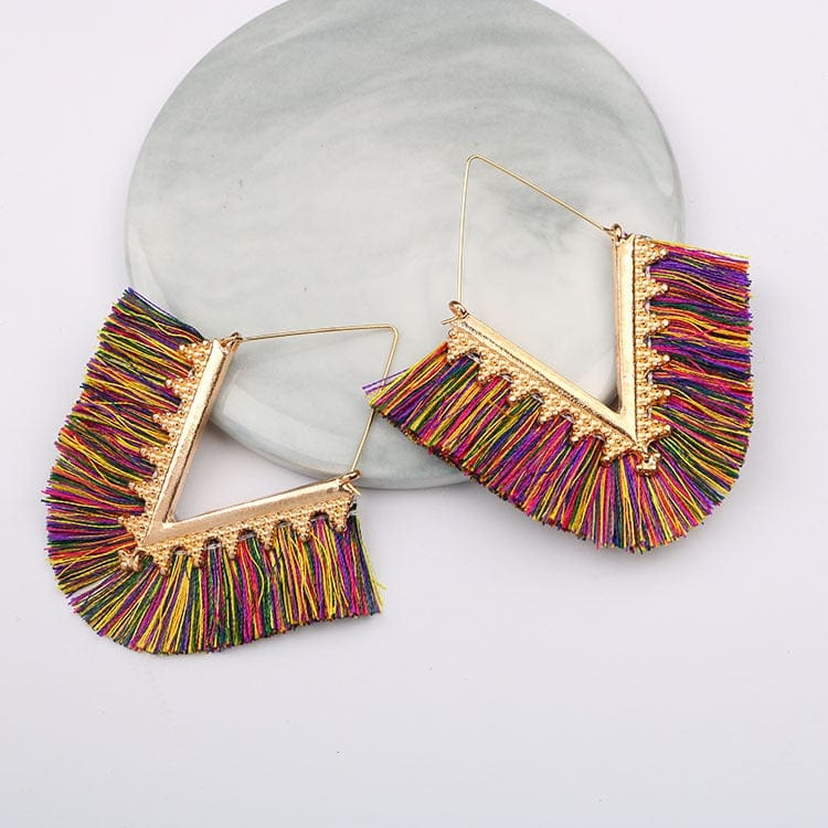 Buddhatrends Multicolor Bohemia Long Pendant Tassel Earrings