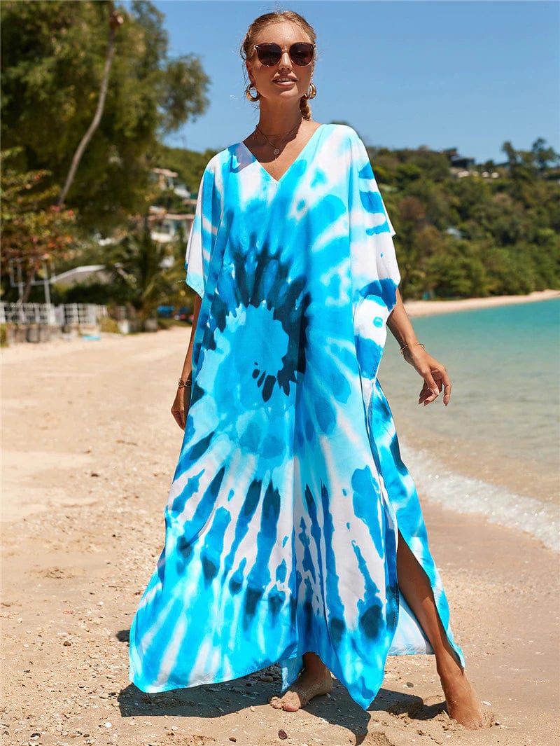 Buddhatrends Multicolor / One Size Haily V-Neck Tie Dye Print Dress