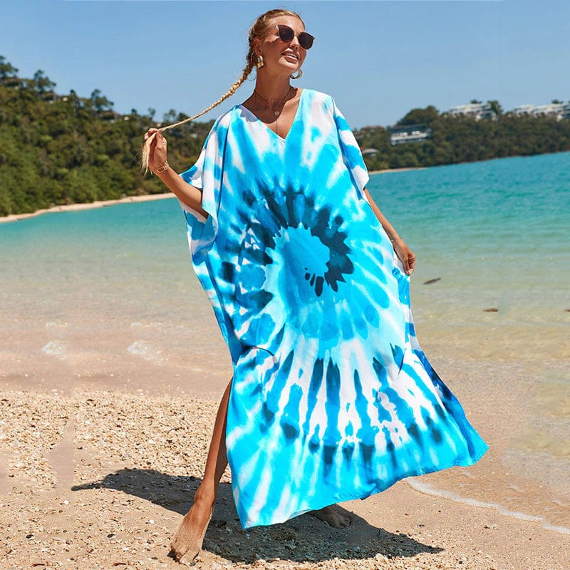 Buddhatrends Multicolor / One Size Haily V-Neck Tie Dye Print Dress