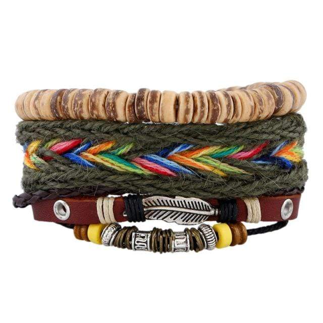 Buddhatrends Nullah 4 Pieces Set Leather Bracelet