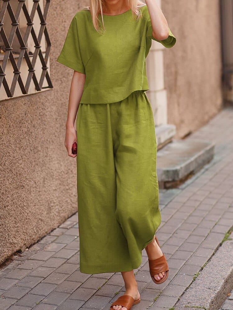 Buddhatrends Olive / S Henna Cotton Two Piece Suit | OOTD