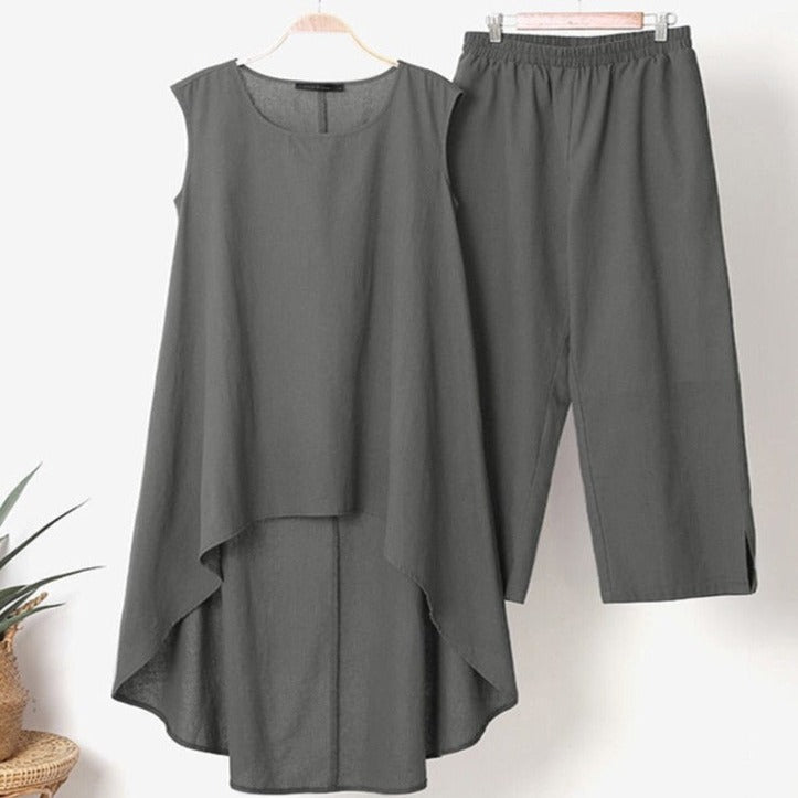 Buddhatrends OOTD Sleeveless Asymmetrical Loose Set