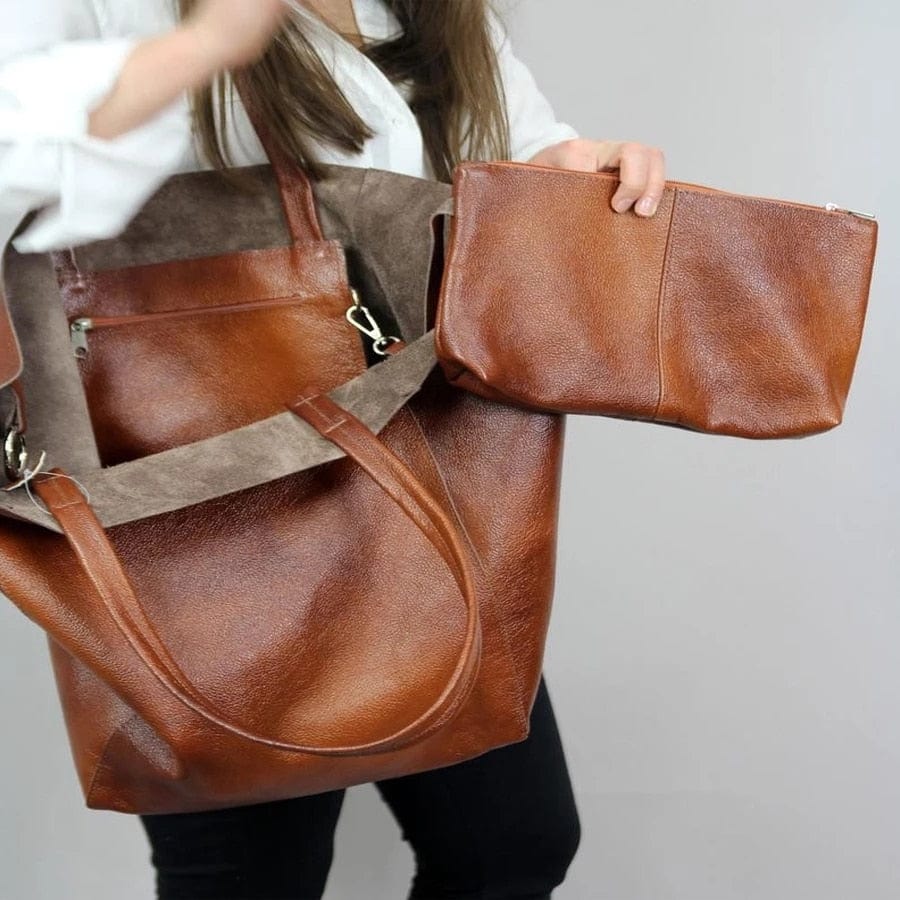 Buddhatrends Over Large Pu Leather Shoulder Bag