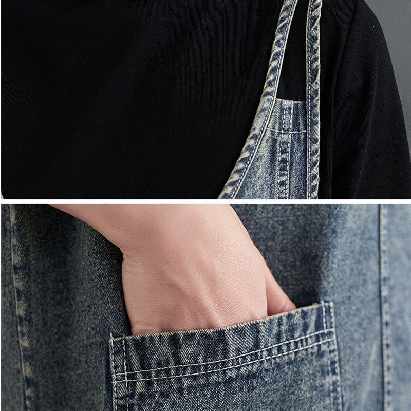 Buddhatrends overall dress Luci Solid Denim Overall Dress