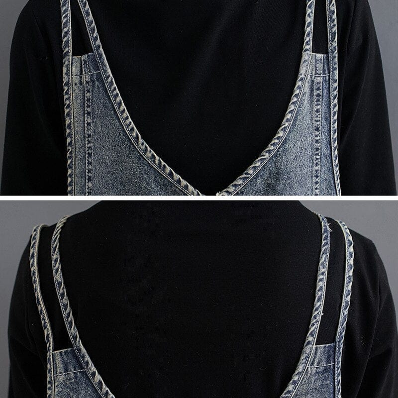 Buddhatrends overall dress Luci Solid Denim Overall Dress