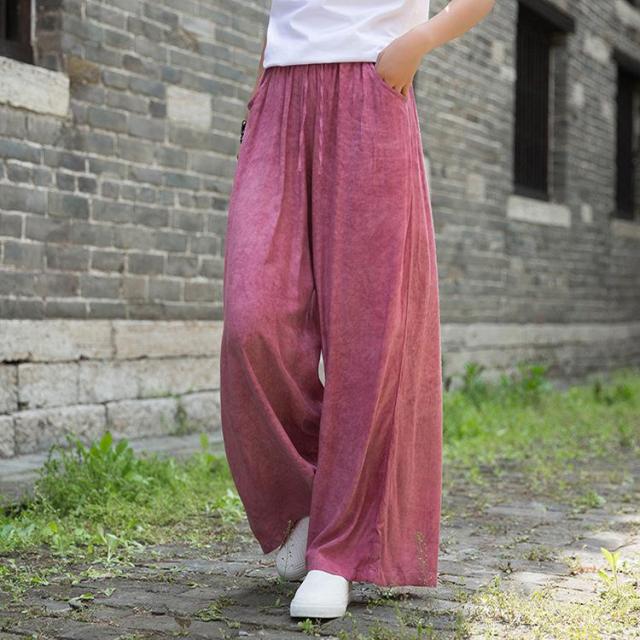 Buddhatrends Pants Burgundy / One Size Mikayla Wide Leg Pants