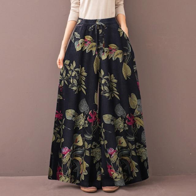 Buddhatrends Pants Navy / M Talia Vintage Floral Trousers