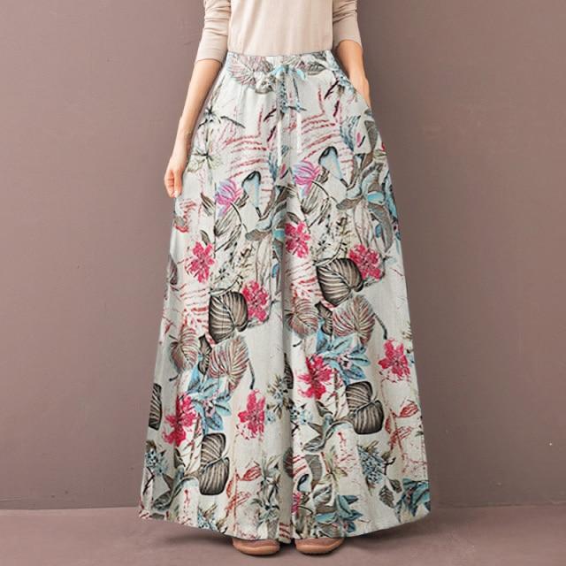 Buddhatrends Pants Red / XXXL Talia Vintage Floral Trousers