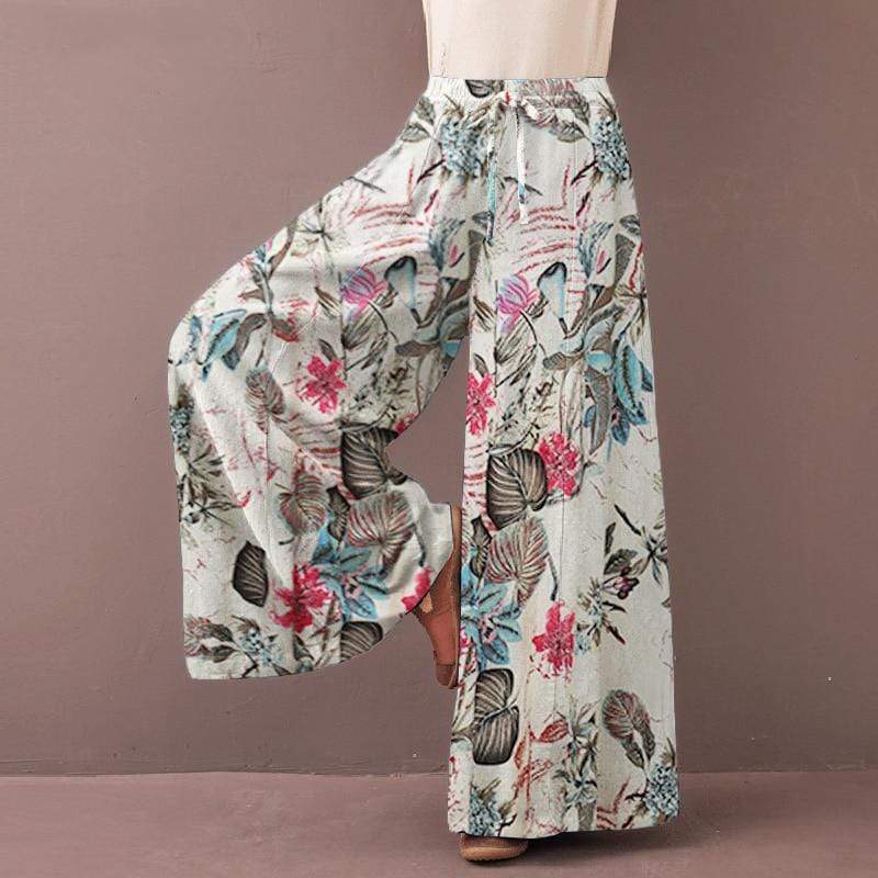Buddhatrends Pants Red / XXXL Talia Vintage Floral Trousers