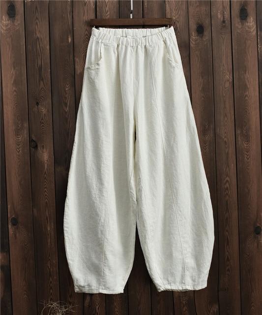 Buddhatrends Pants White / L Sakura Wide Leg Linen Pants | Zen