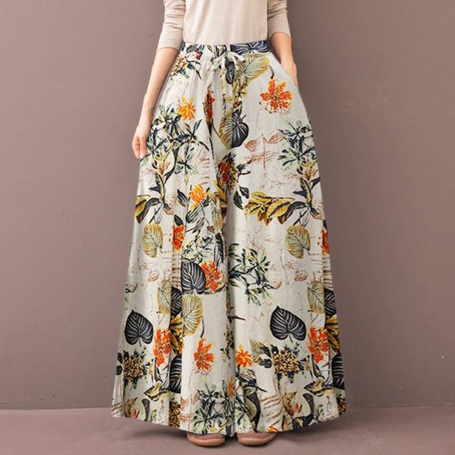 Buddhatrends Pants Yellow / XXXL Talia Vintage Floral Trousers