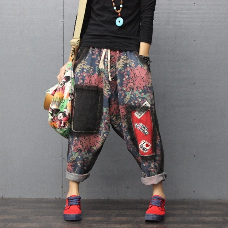 Buddhatrends Patchwork Hipster Harem Pants