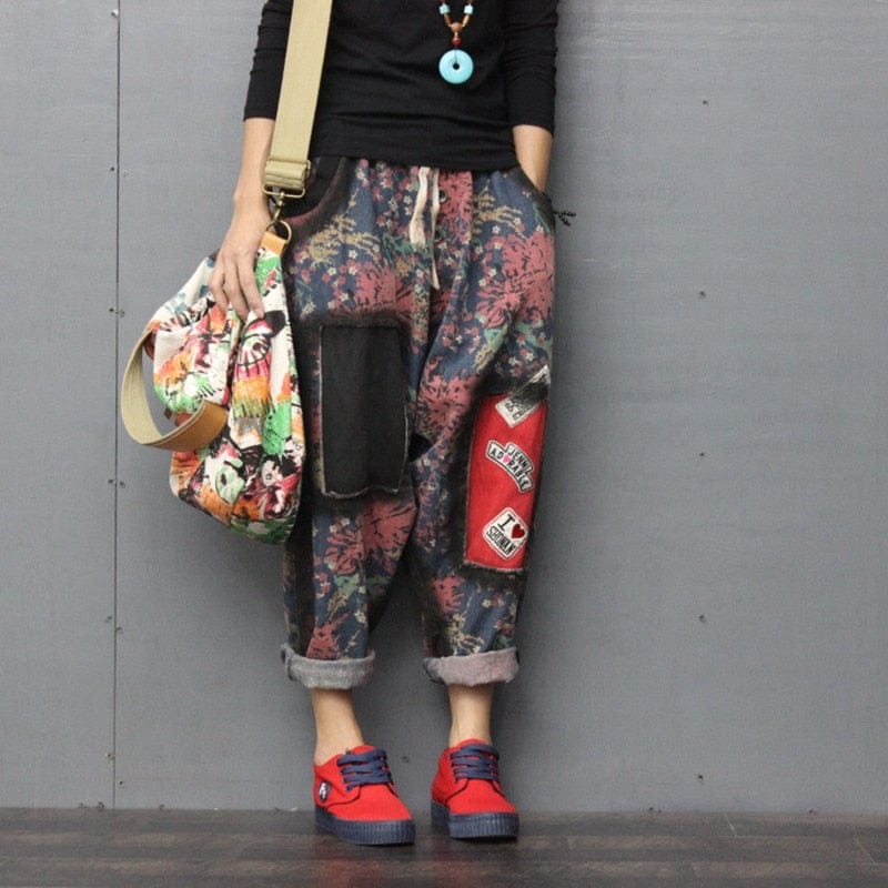 Buddhatrends Patchwork Hipster Harem Pants