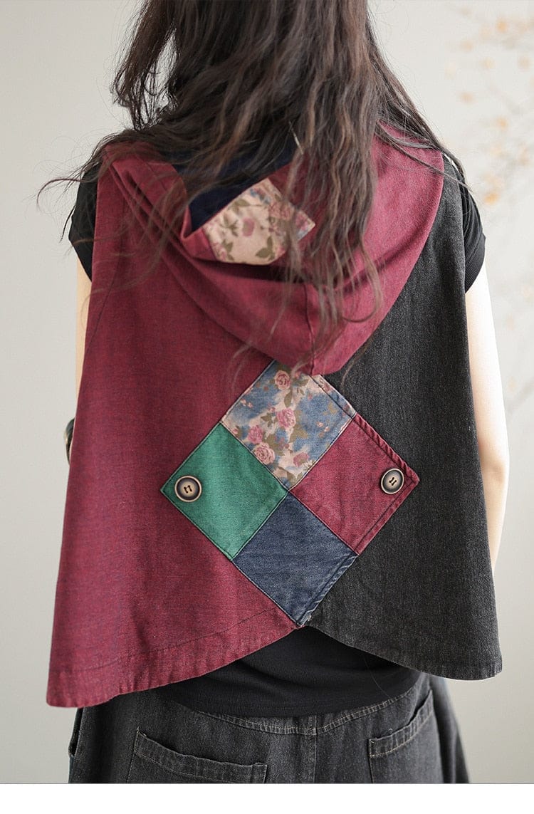 Buddhatrends Patchwork Punk Denim Vest