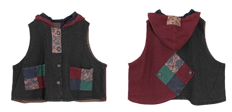 Buddhatrends Patchwork Punk Denim Vest