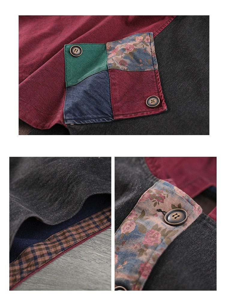 Buddhatrends Patchwork Punk Denim Vest