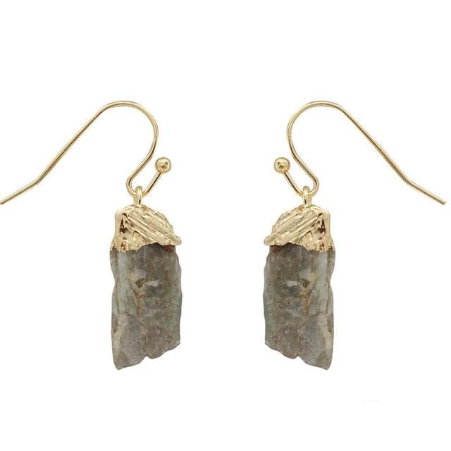 Buddhatrends Peridot Healing Quartz Nuggets Dangle Earrings